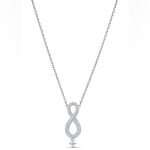 New Swarovski Crystal Infinity Necklace, White, Rhodium Plated 5537966